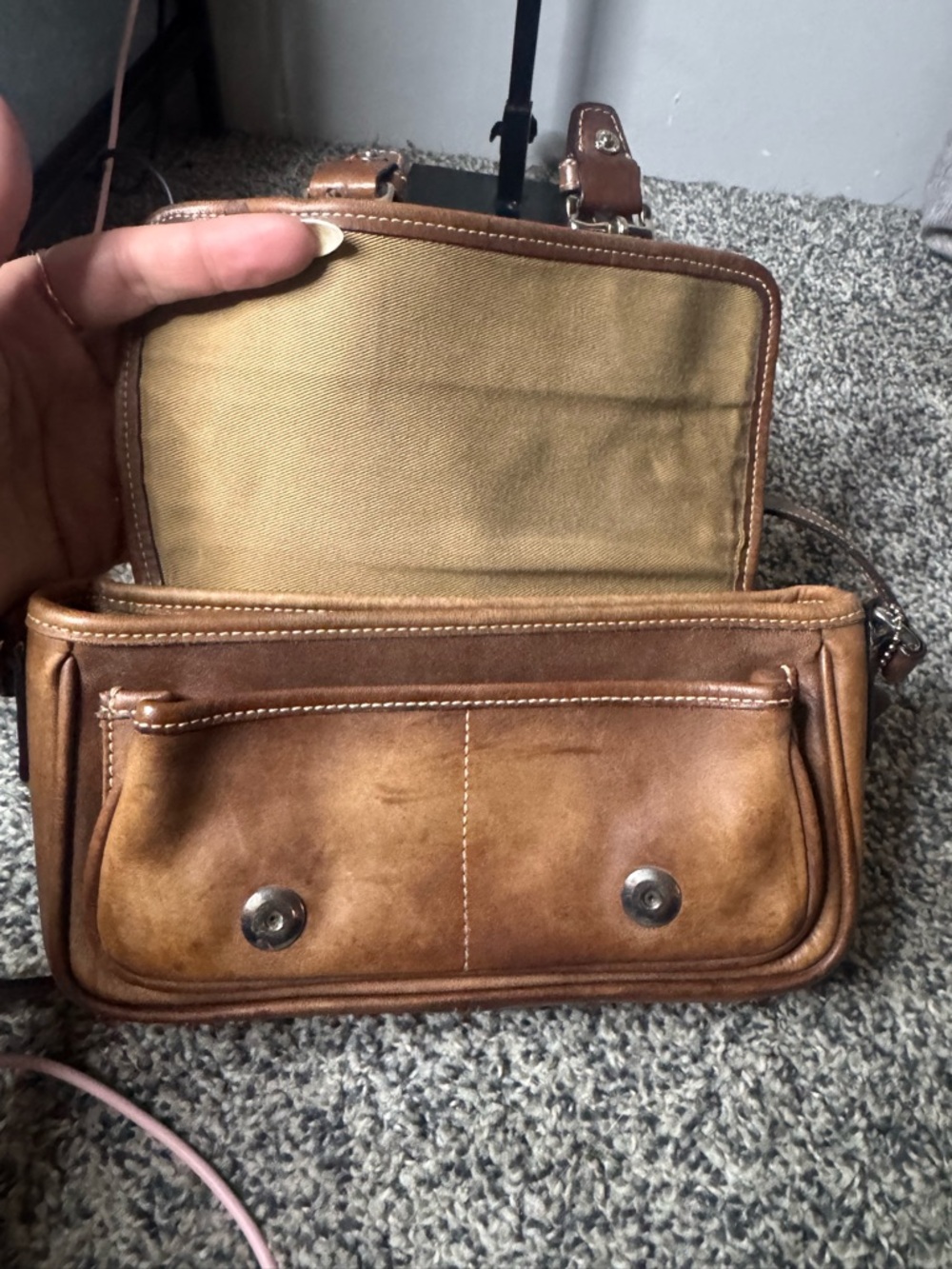 Vintage COACH bleeker double buckle Brown Leather Crossbody Bag - Picture 6 of 8